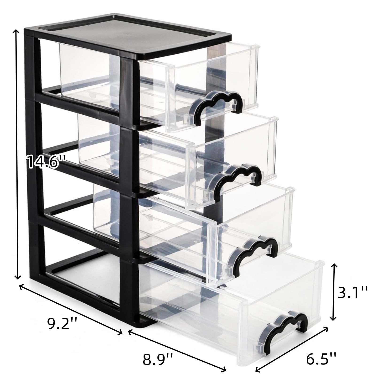 Desktop Organizer with 4 Drawers, Clear Plastic Storage Drawer Unit, Small De…