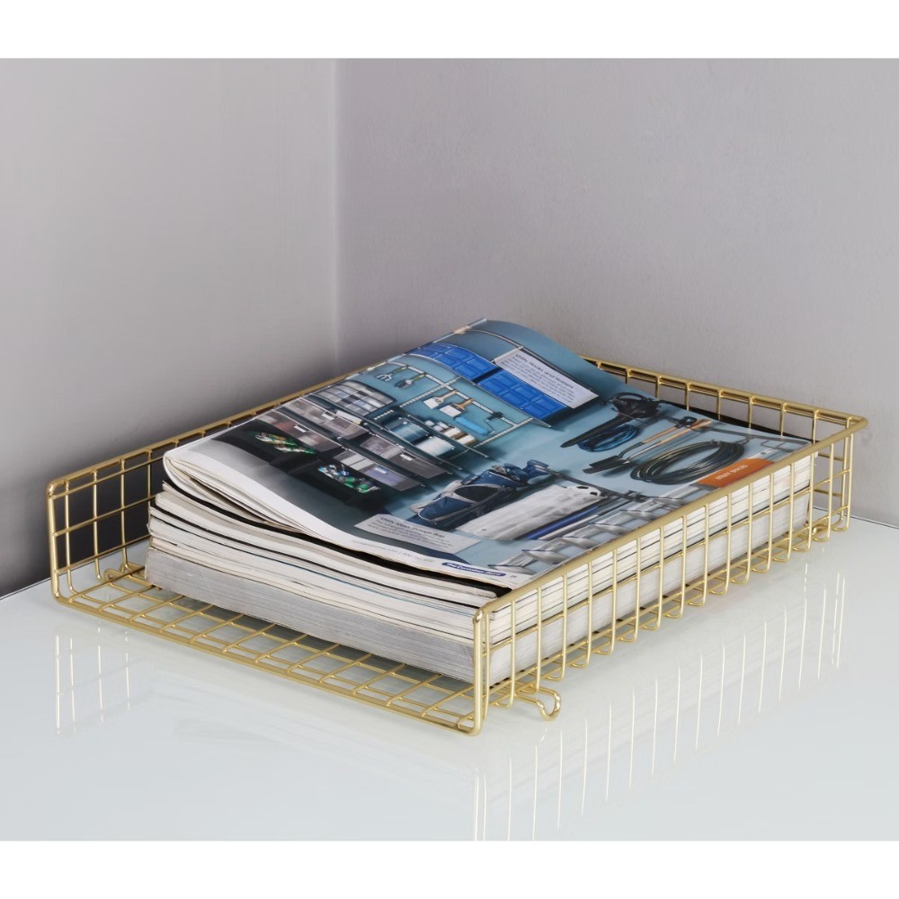 Grid Wire Letter Tray Gold:Steel Desk Organizer for Office Supplies&Organization