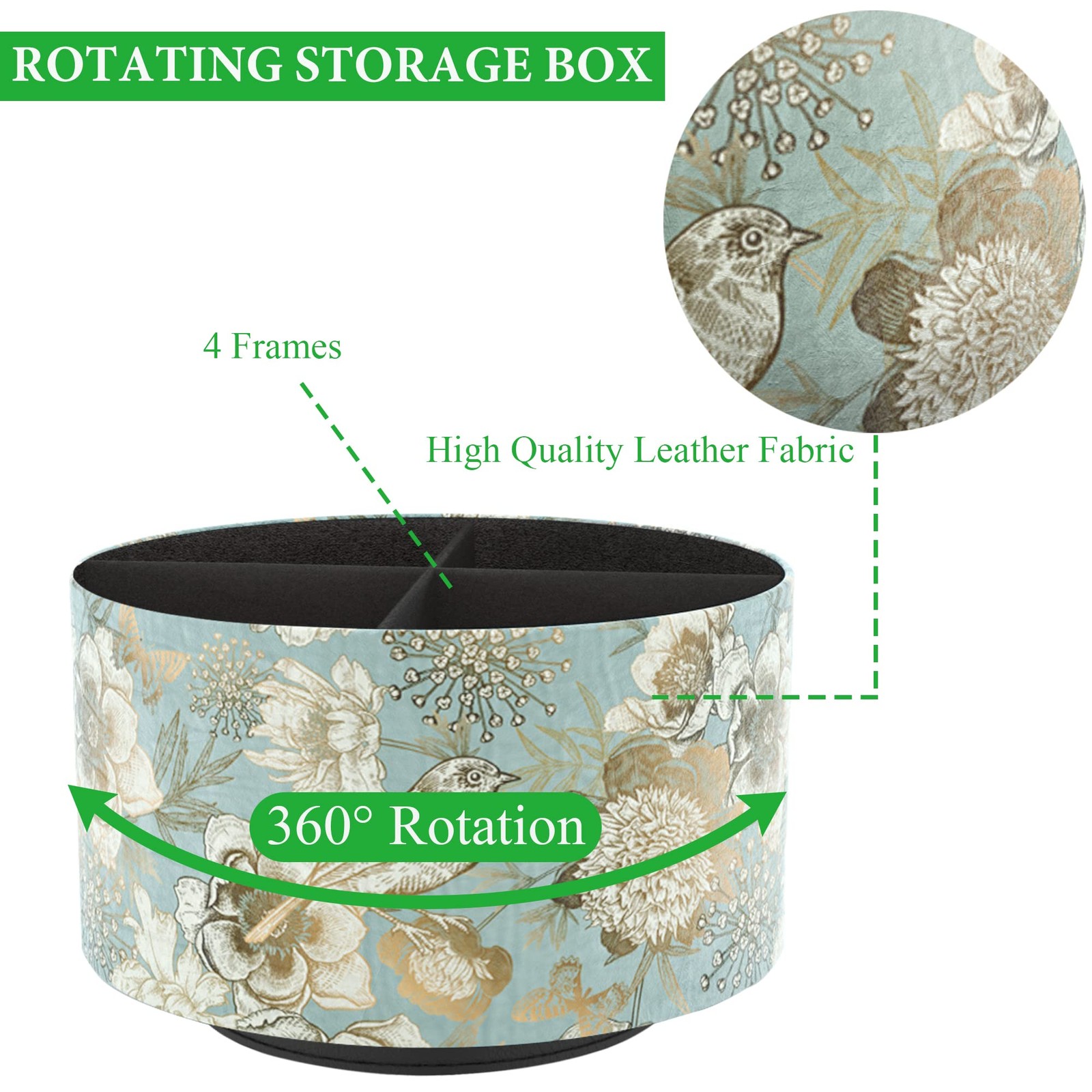 Hennaja Round Leather Art Supply 360 Degree Rotation, 1-Blue Bird