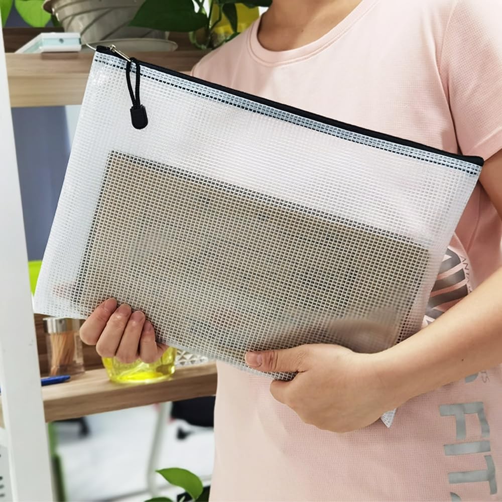 10 Pcs Zipper File Bags, Waterproof Plastic Mesh Pouch for Office , Board Gam…