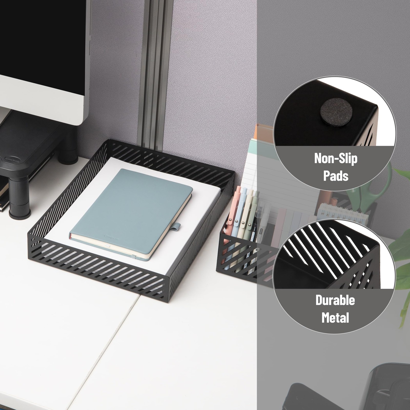Mind Reader Metal Letter Size Paper Tray, Desktop Document Organizer with Non…