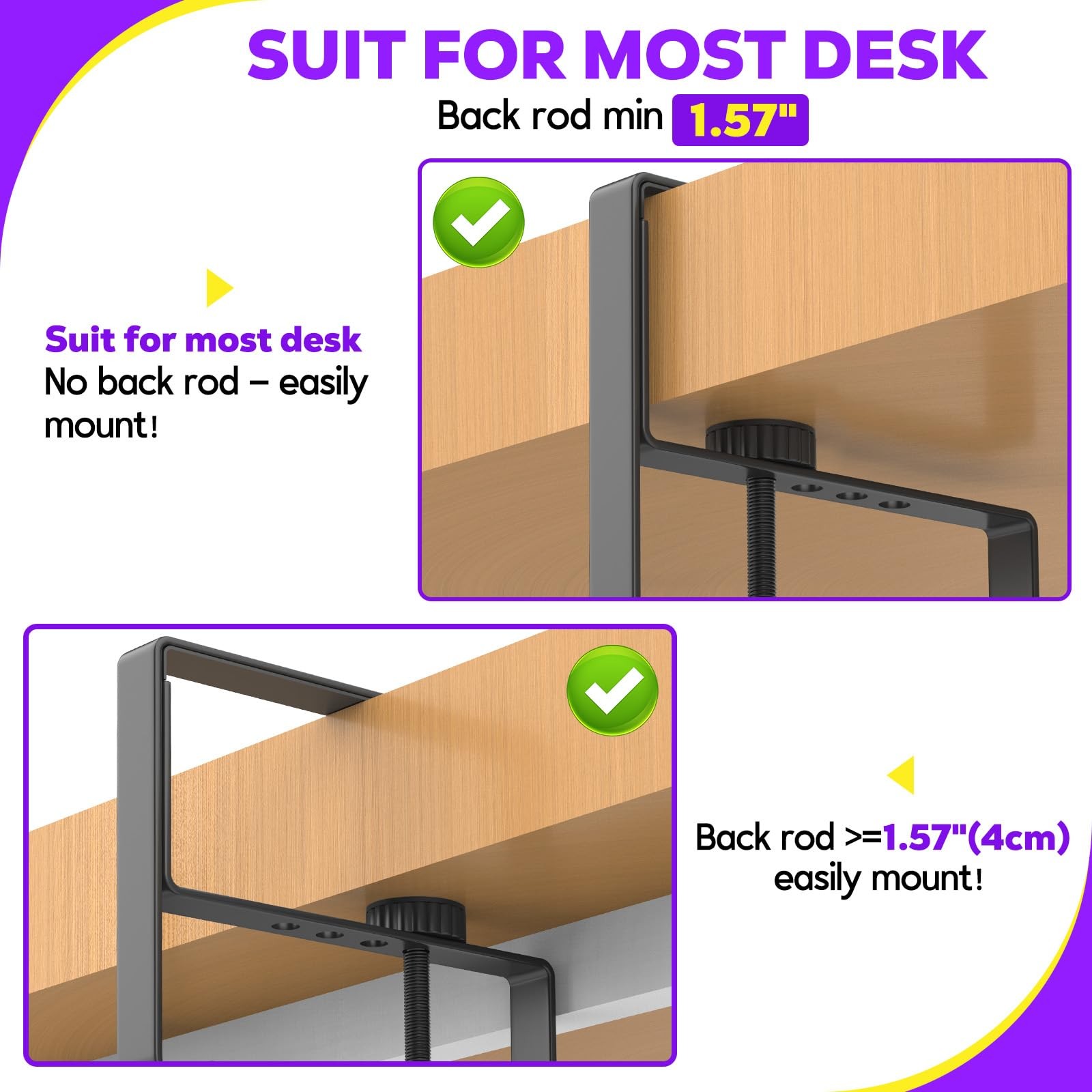 Large Under Desk Cable Management Tray, REFLYING 29.1″ Medium, Black