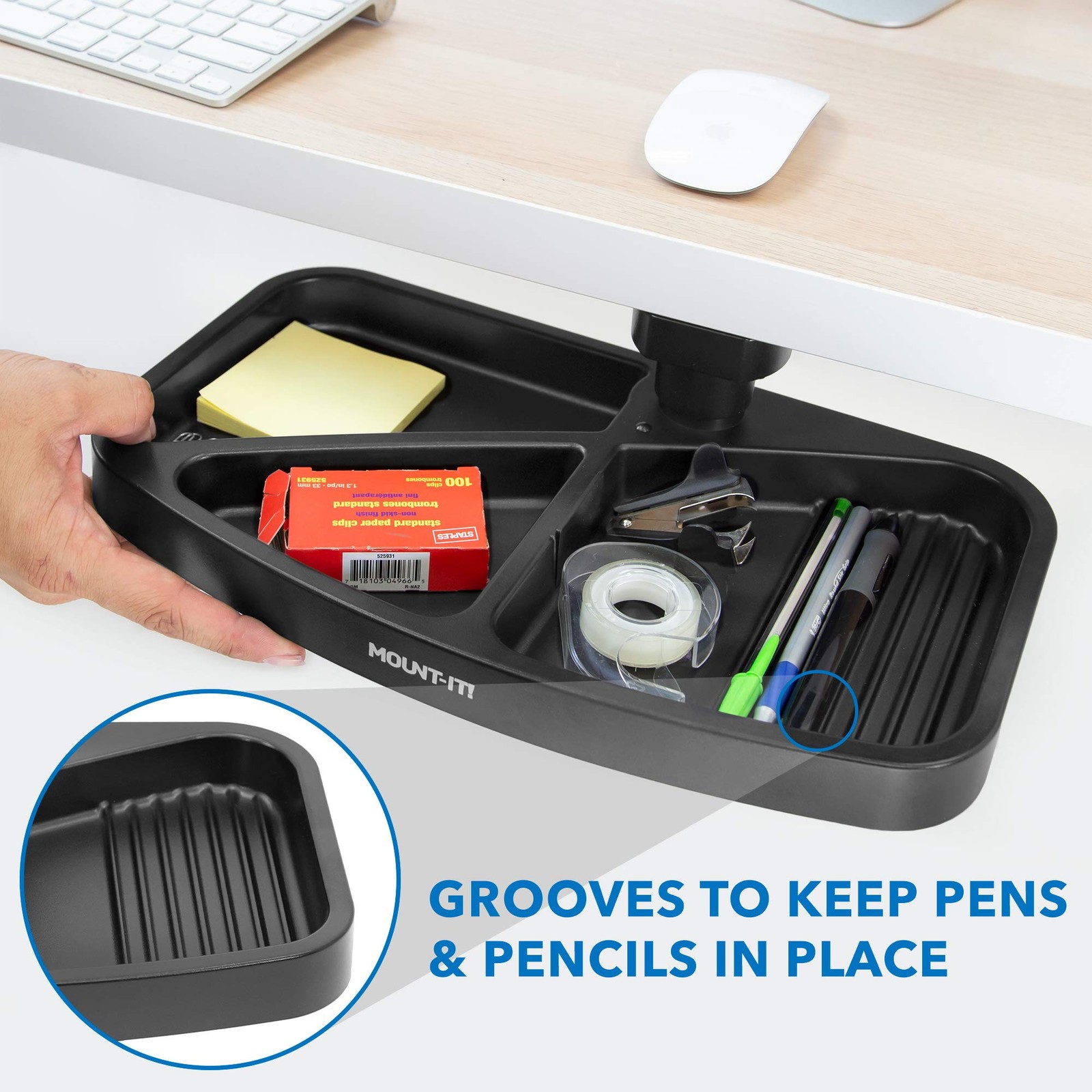 Mount-It! Under Desk Mounted Drawer, Swivel Tray for Paper Black