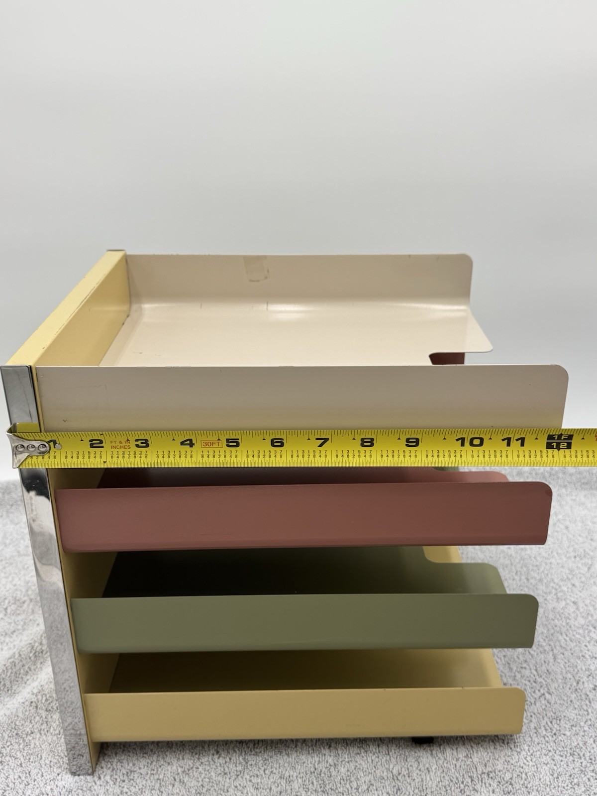 Vintage Mid Century MCM Mosler Harbor Heavy Metal Desk Paper Organizer 4 Shelf