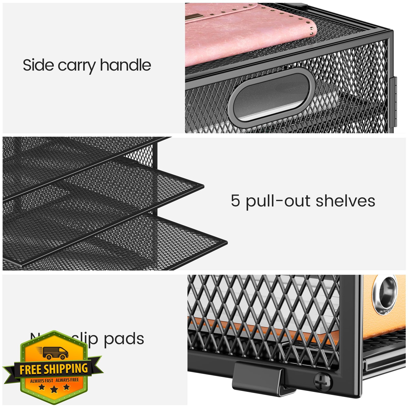 Lavatino 2 Pack 8-tier File Organizer Black Mesh