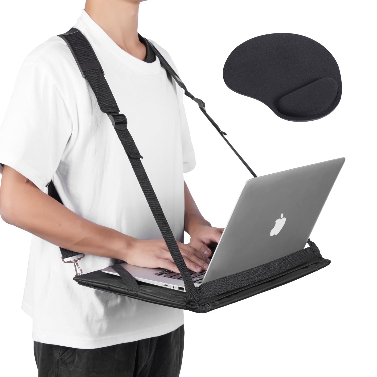 ALPHABET WONDERS Laptop Harness – Wearable Stand for Up to 17″ Black
