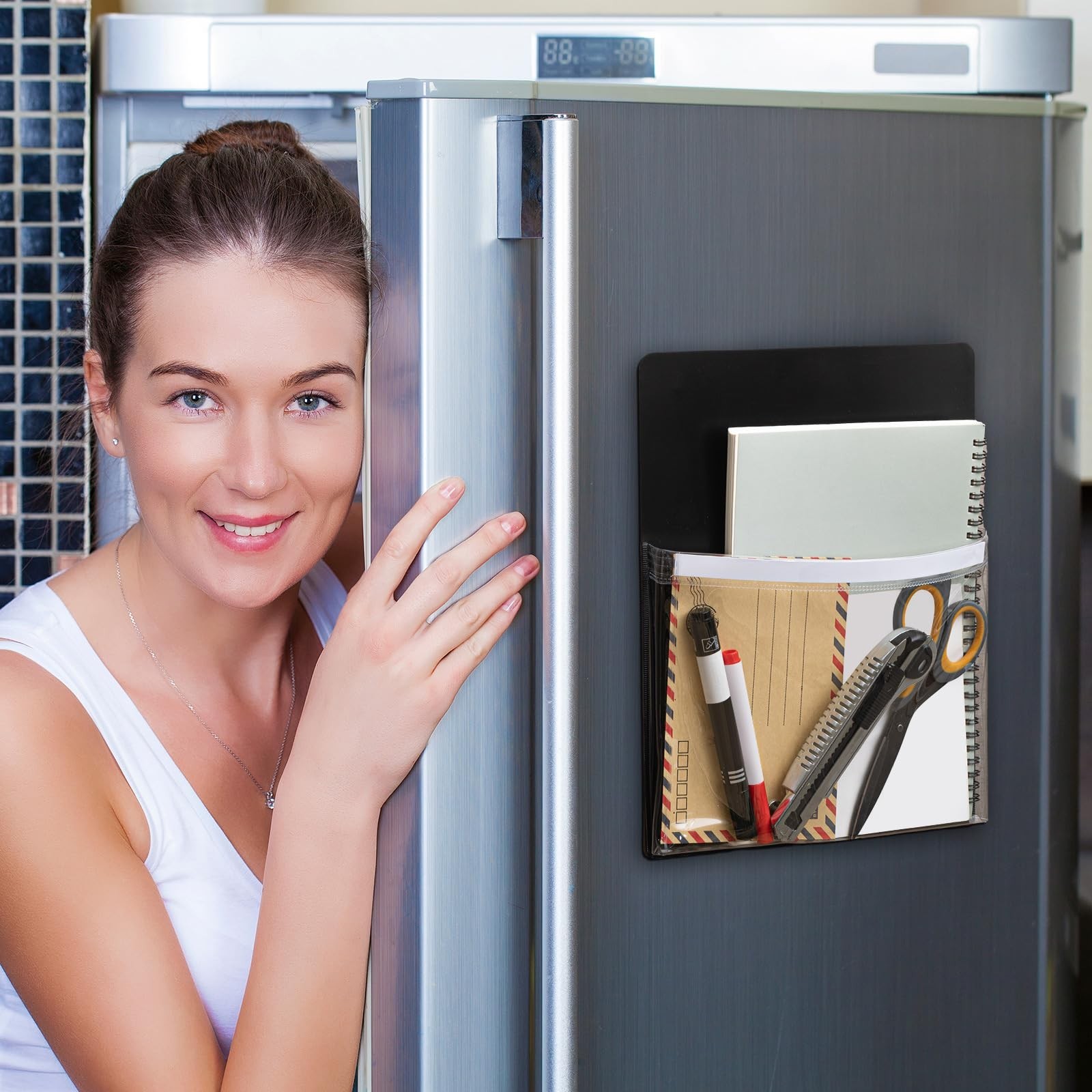 5 Pcs Magnetic File Holder & Pen Organizer for Whiteboard & Fridge, 12×9.5 in
