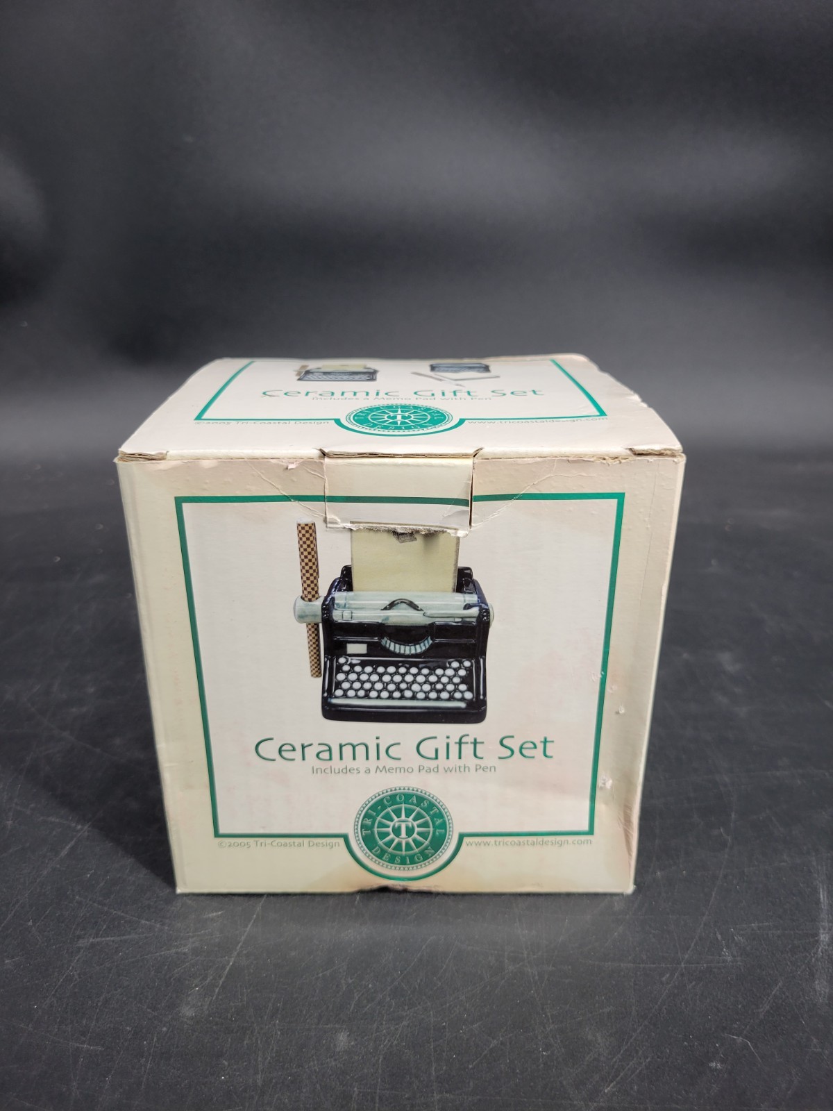 Vintage 2005 Typewriter Shape Ceramic Gift Set by Tri-Coastal Design -New In Box