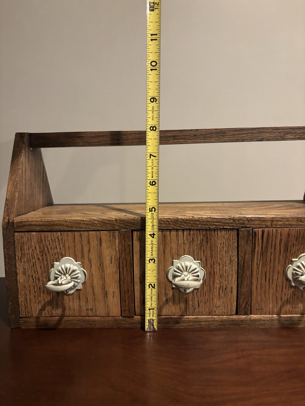 3 Drawer Wooden Desk Organizer Vintage Style Rustic Wood Desktop Cubby Handled