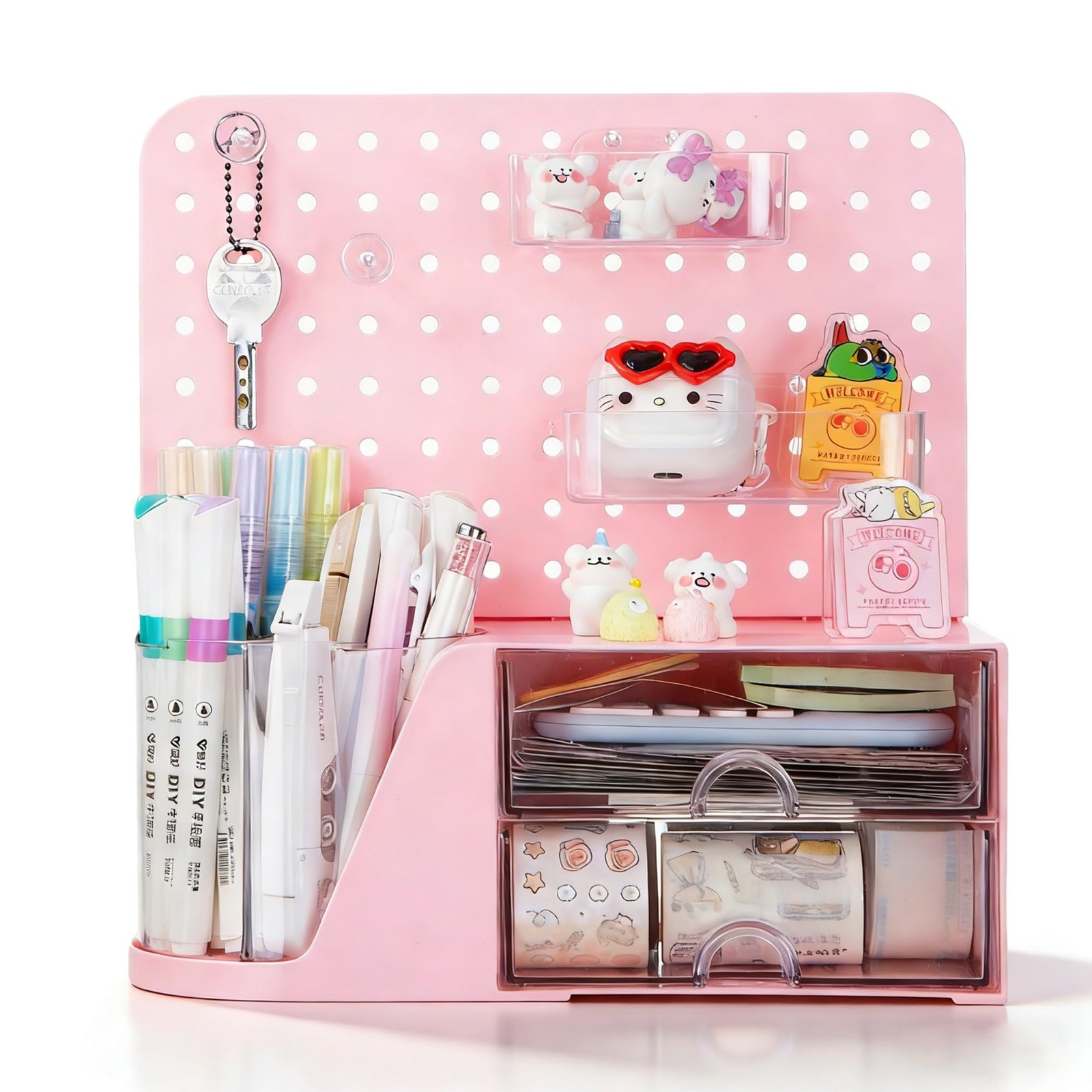 Desk Organizer with Drawer, 360° Rotating Pen Holder for Desk, Pen Organizer …