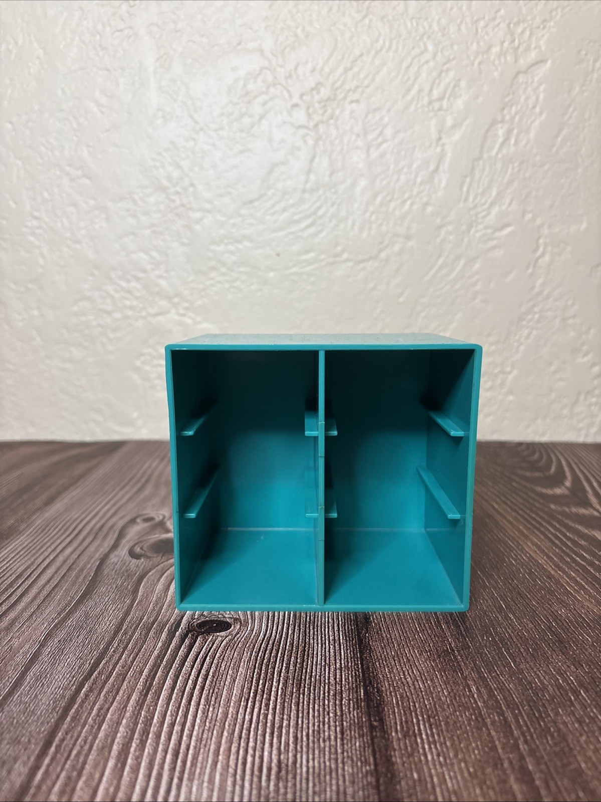 Mod Small Desk Organizer Teal w/Drawers Vintage 1980s Retro Blue Red Purple