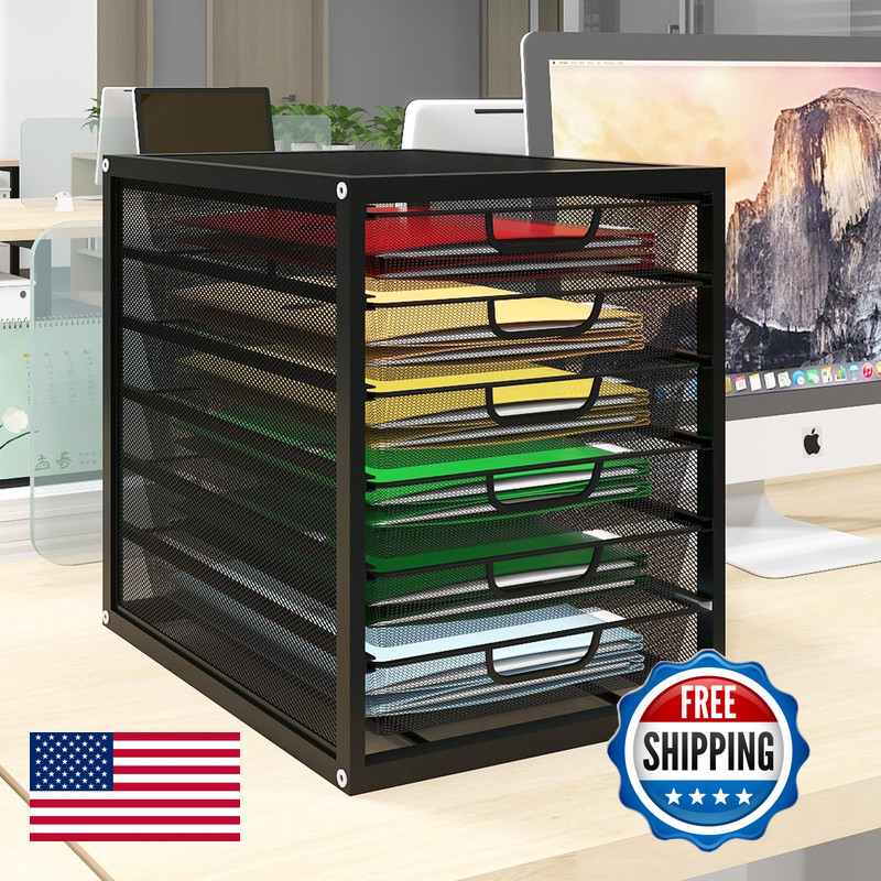 Natwind Mesh Desk Organizer 6 Tier Sliding Drawers Paper Sorter