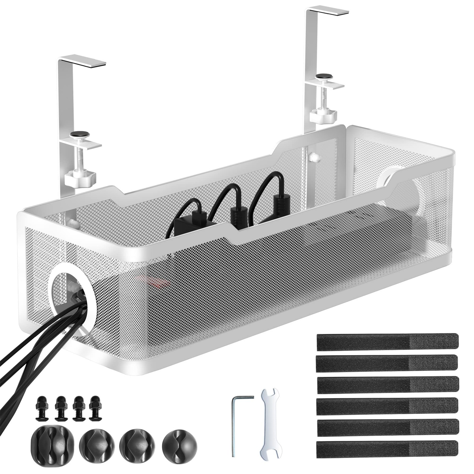Under Desk Cable Management Tray White, Cinati Wire 13.4″-1 Pack, White