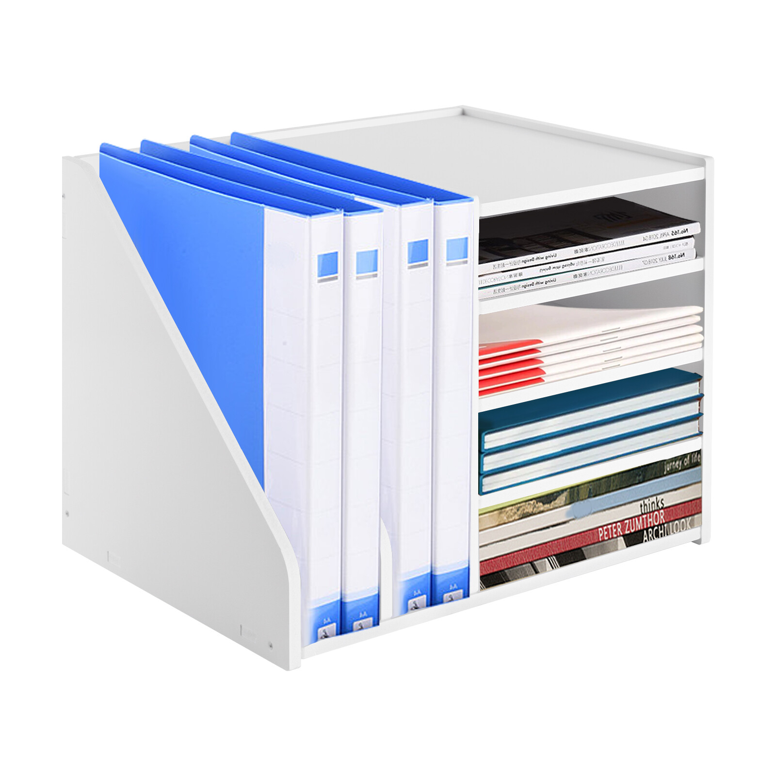 6 Compartment File Holder Organizer Pvc Mail Sorter 15.35*12.16*11.81 In