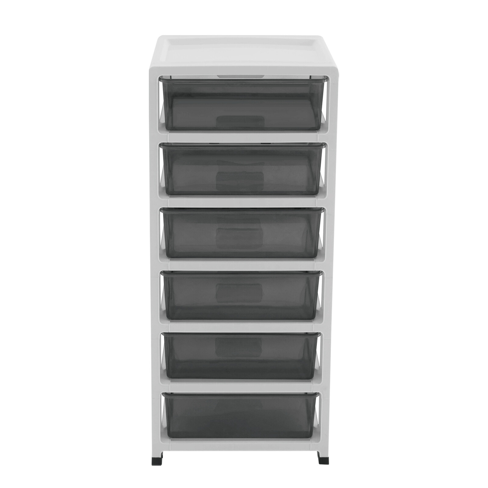 Large 6-Drawer Desktop Organizer with Open Tray Top, for Desk Organizer, Black