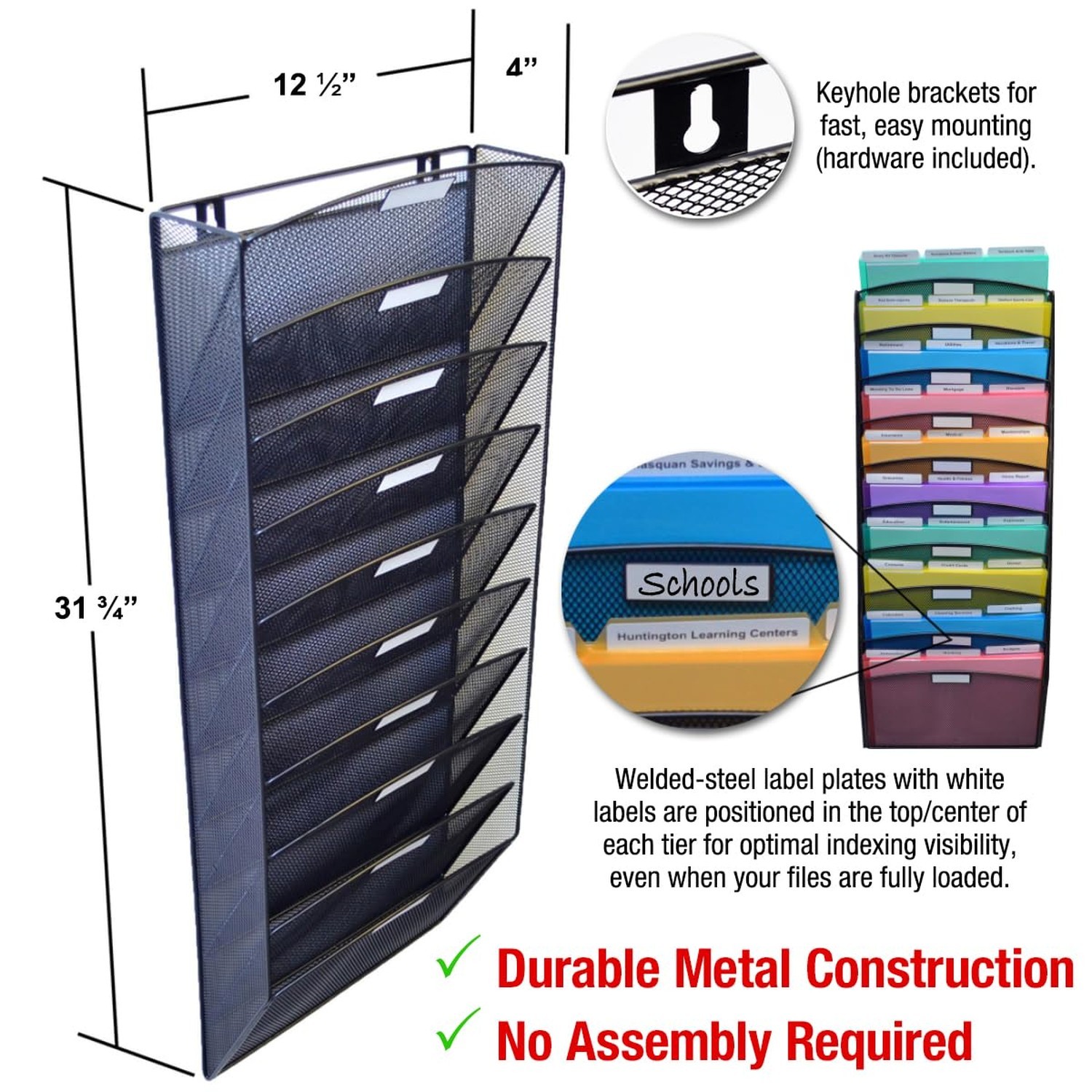 Ultimate Office Mesh Wall File Organizer, 10 Tier Vertical Mount Hanging File…