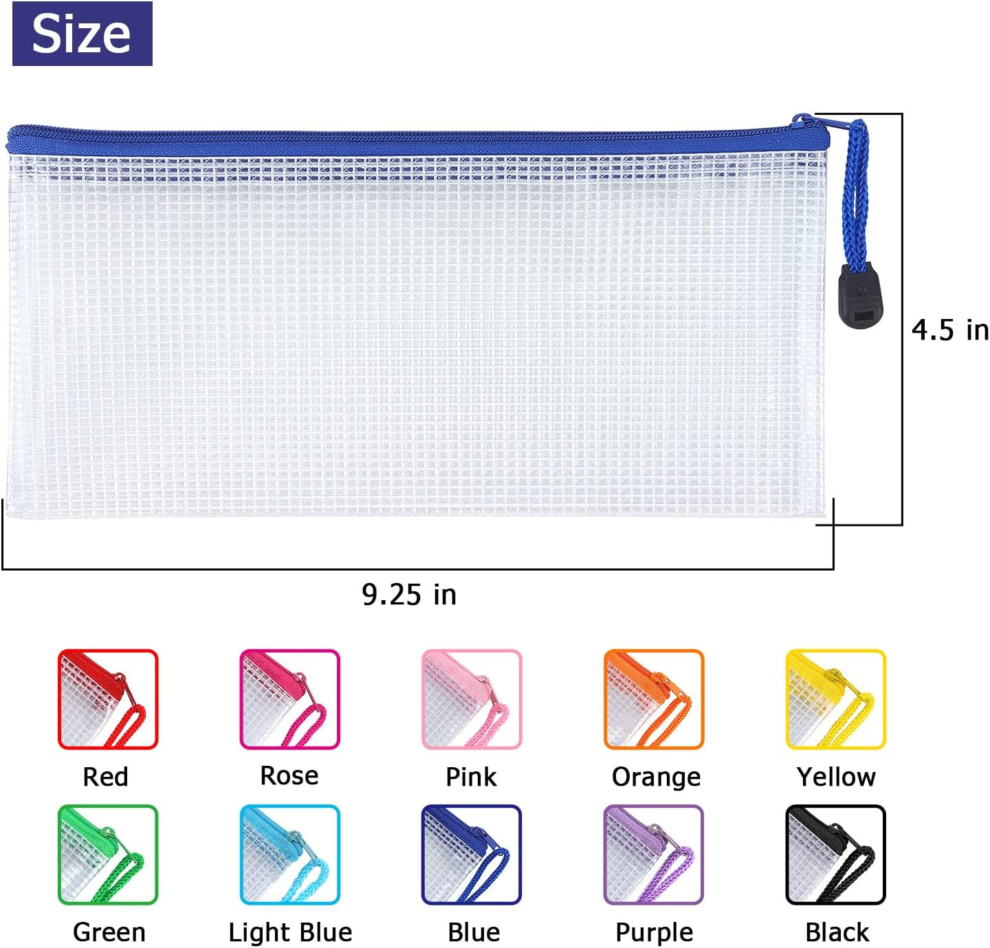 10 Pack Mesh Zipper Pouch Document Waterproof Zip File Bags Plastic Pencil Pouch