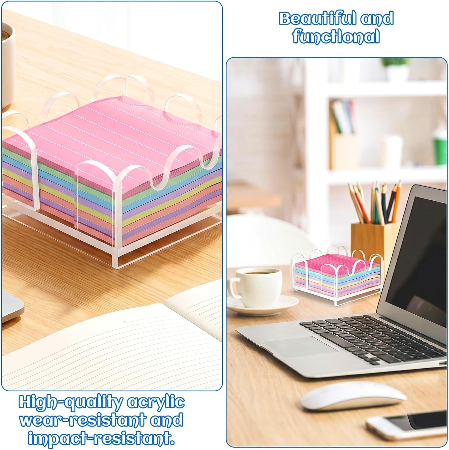 Scalloped Acrylic Sticky Note Holder Crystal Clear Desk Organizer 3.27in