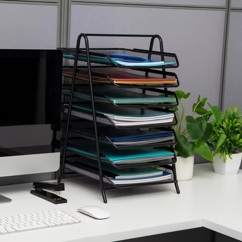 11.75 In. L X 13.75 In. W X 20 In. H 7-Tier Paper Tray, Desktop Organizer, File