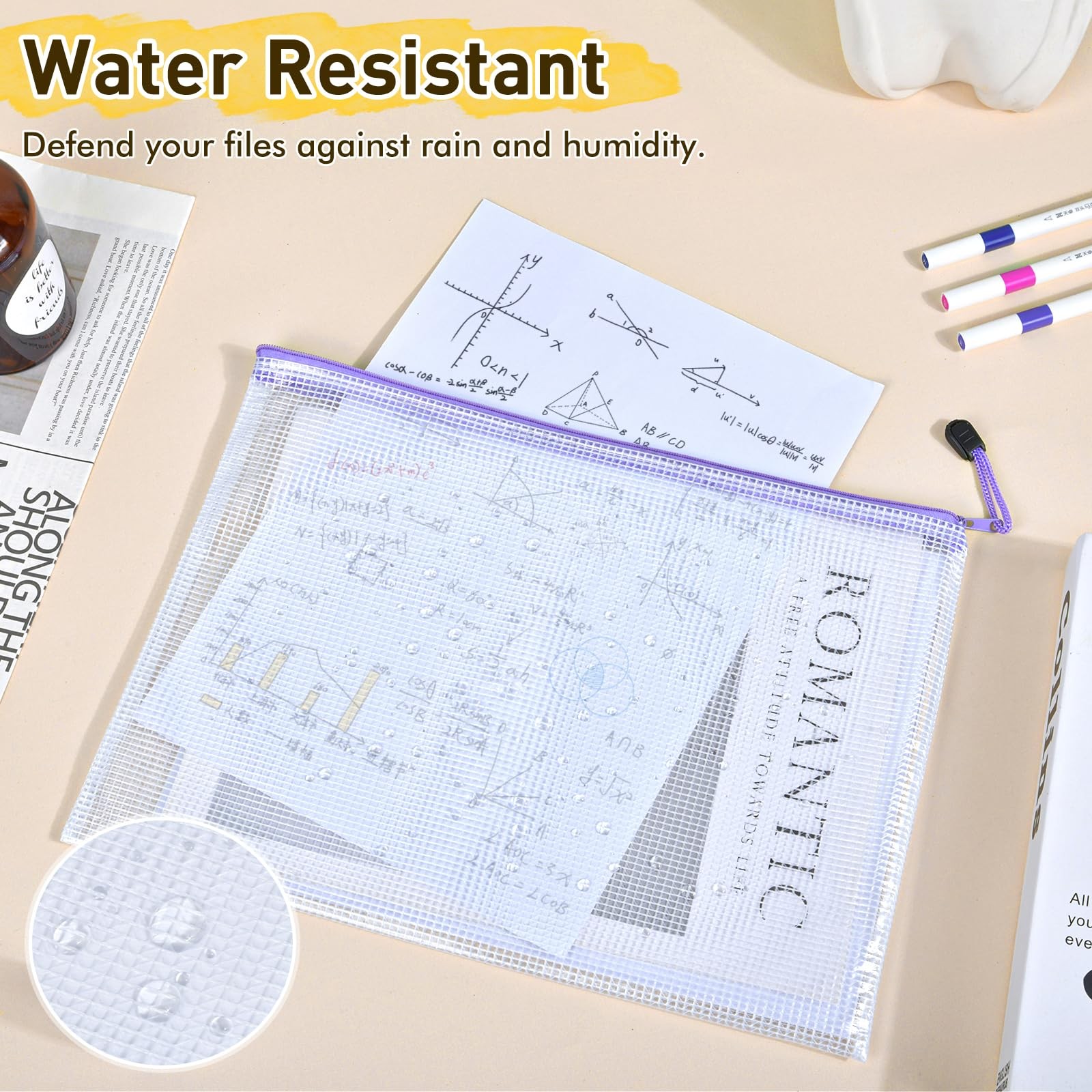 Mesh Zipper Pouch Bags Plastic Storage Clear Waterproof 8 Sizes 26 PCS Pack