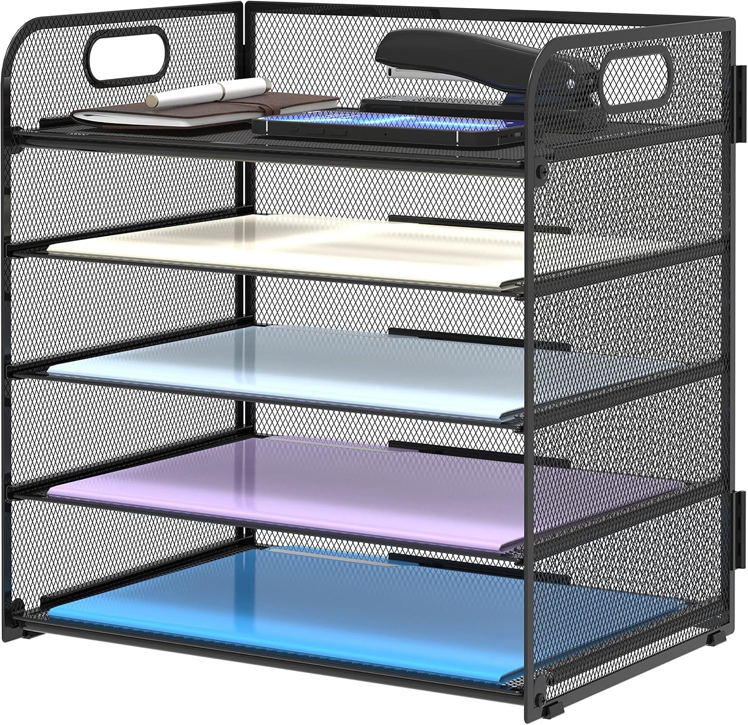 Versatile 5-Tray Office Paper Organizer with Handle – Ideal for Home & Classroom