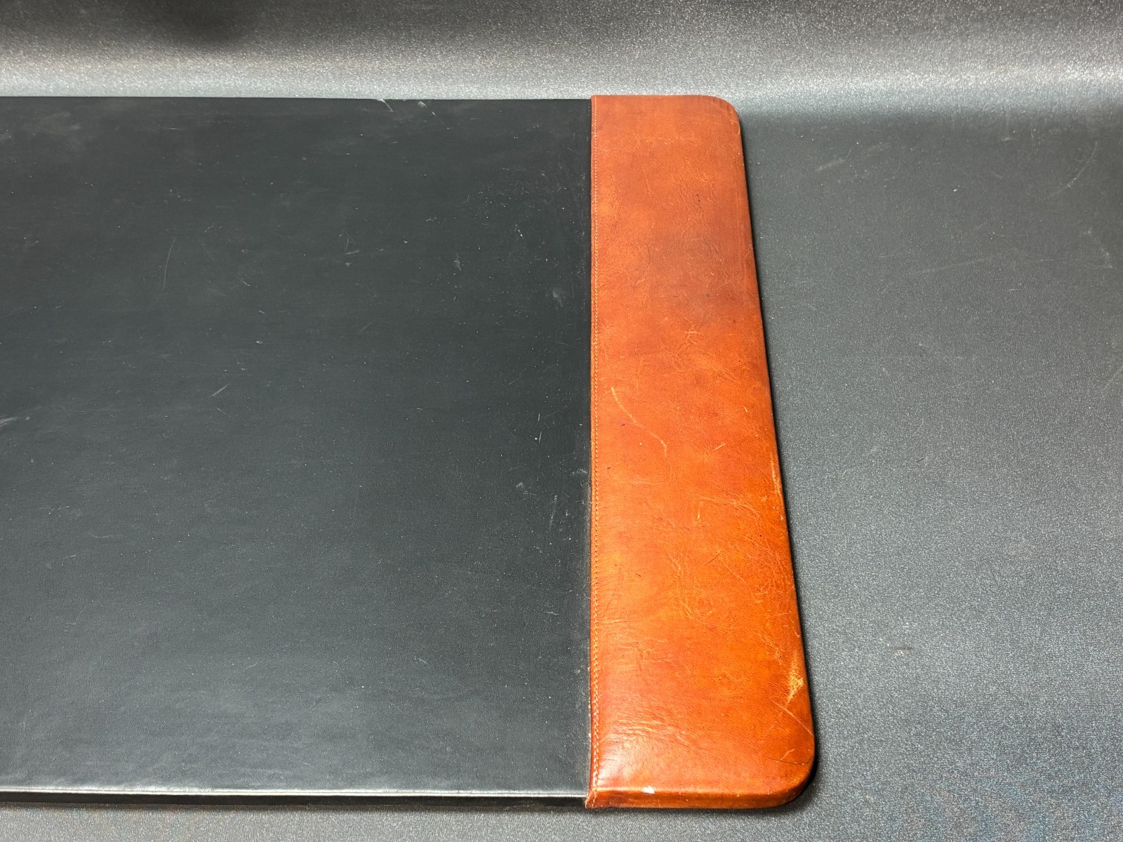 Levenger Black And Brown Leather Office Desk Pad 34″ x 20″