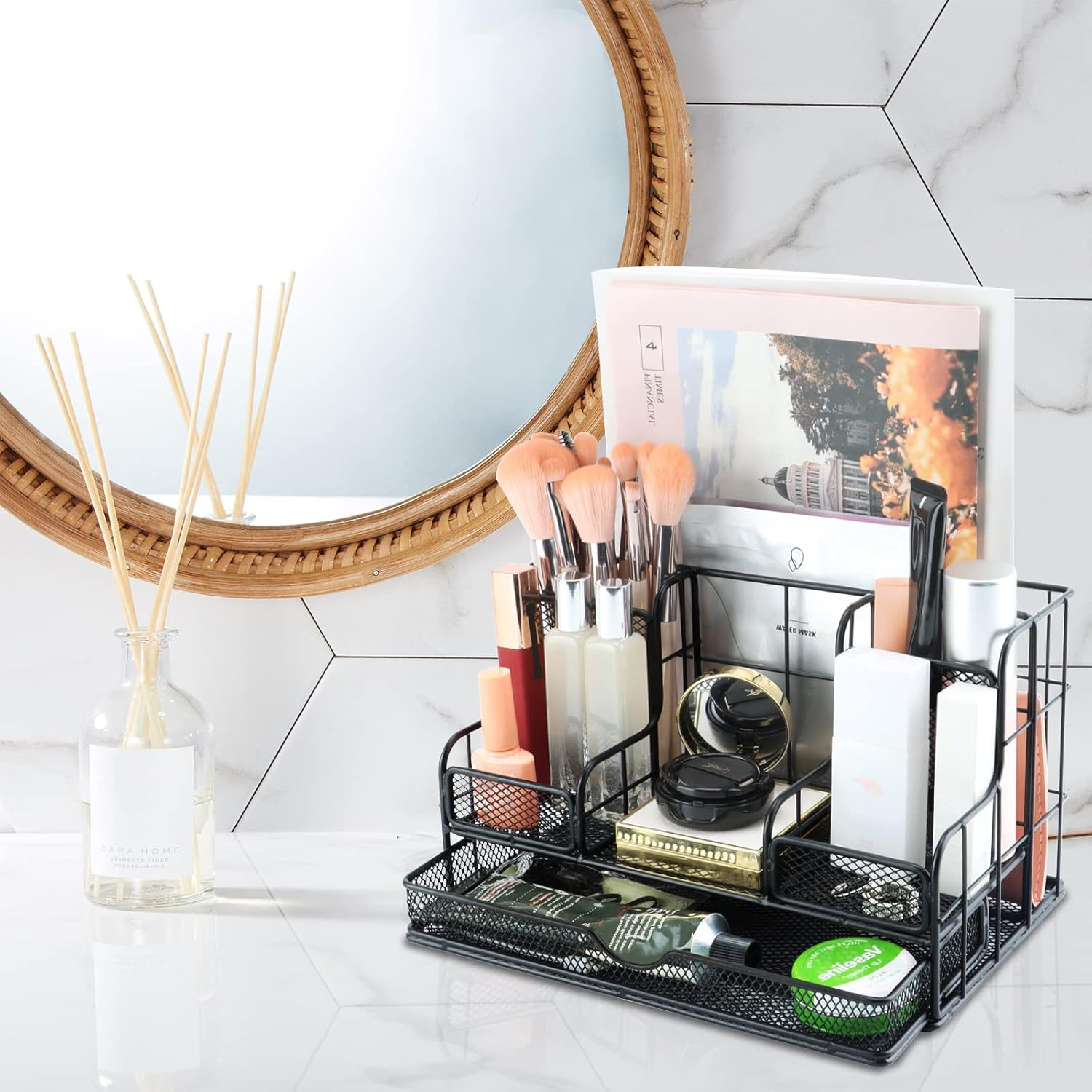 Desk Organizers Caddy and Accessories with 7 Compartments + Pen Holder / 72 Clip