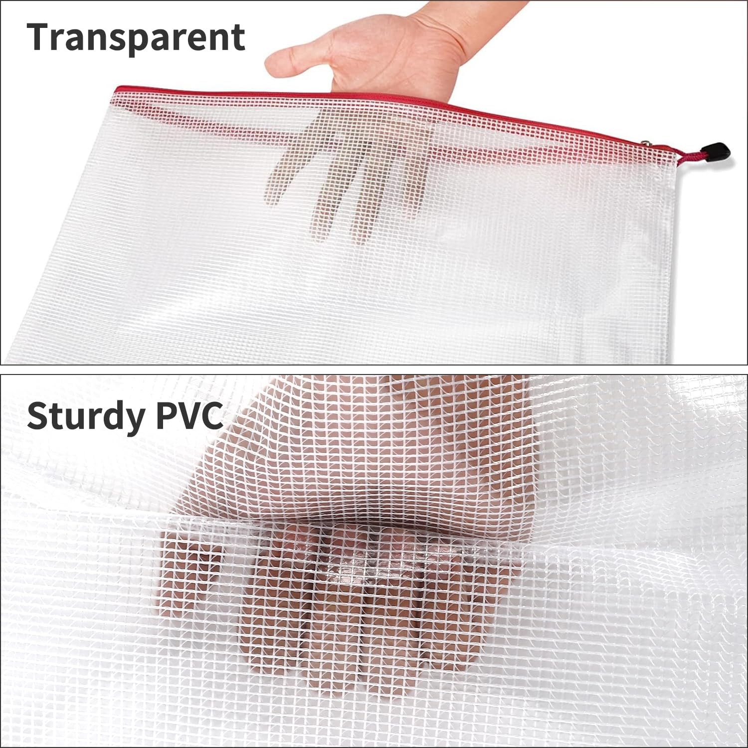 24pcs Mesh Zipper Pouch Bags A3 Extra Large Document Bag with Label Pocket, 1.