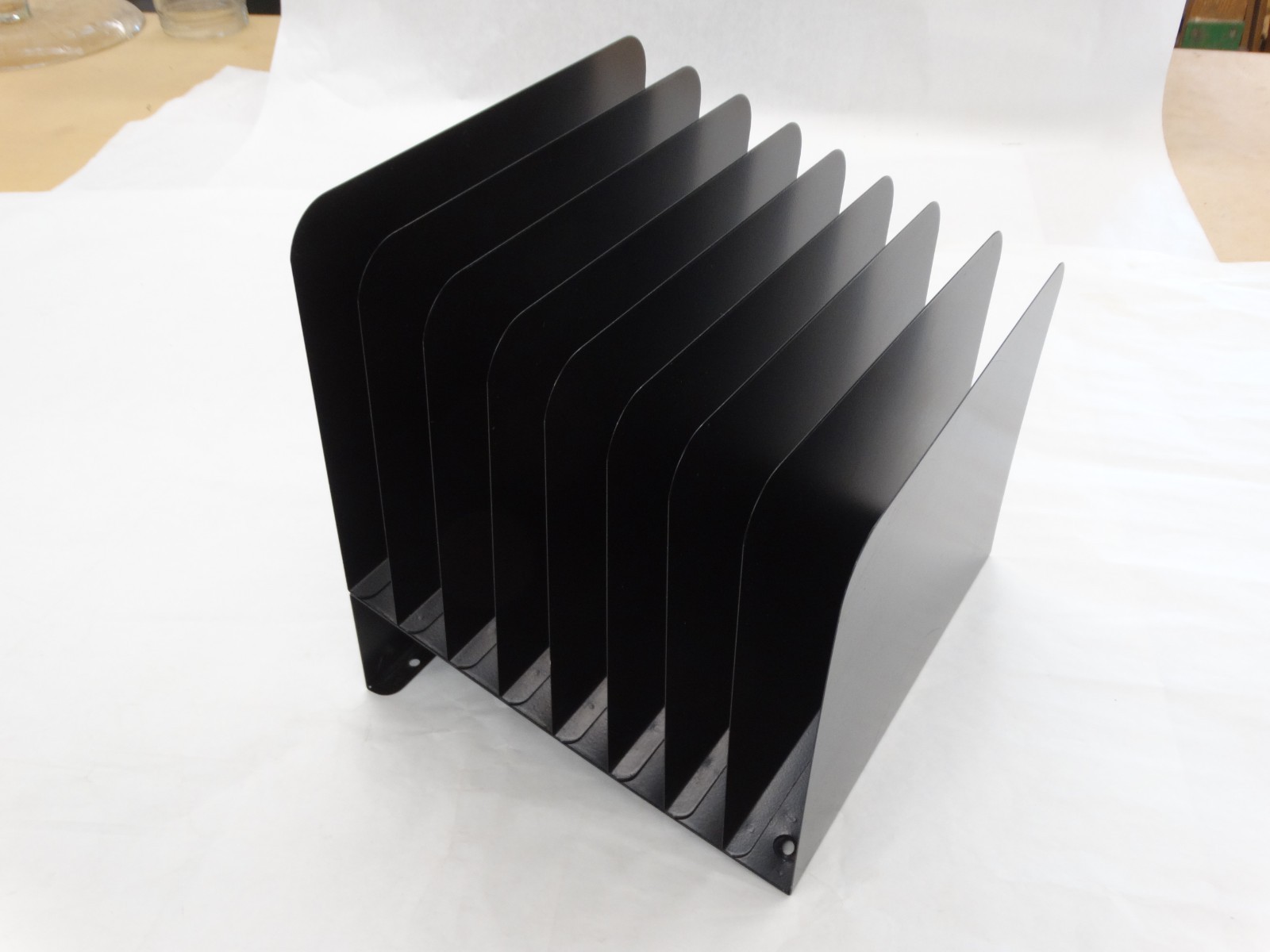 Vintage Steelmaster Vertical 8 Slot Steel Desk Slant Organizer / Sorter Black