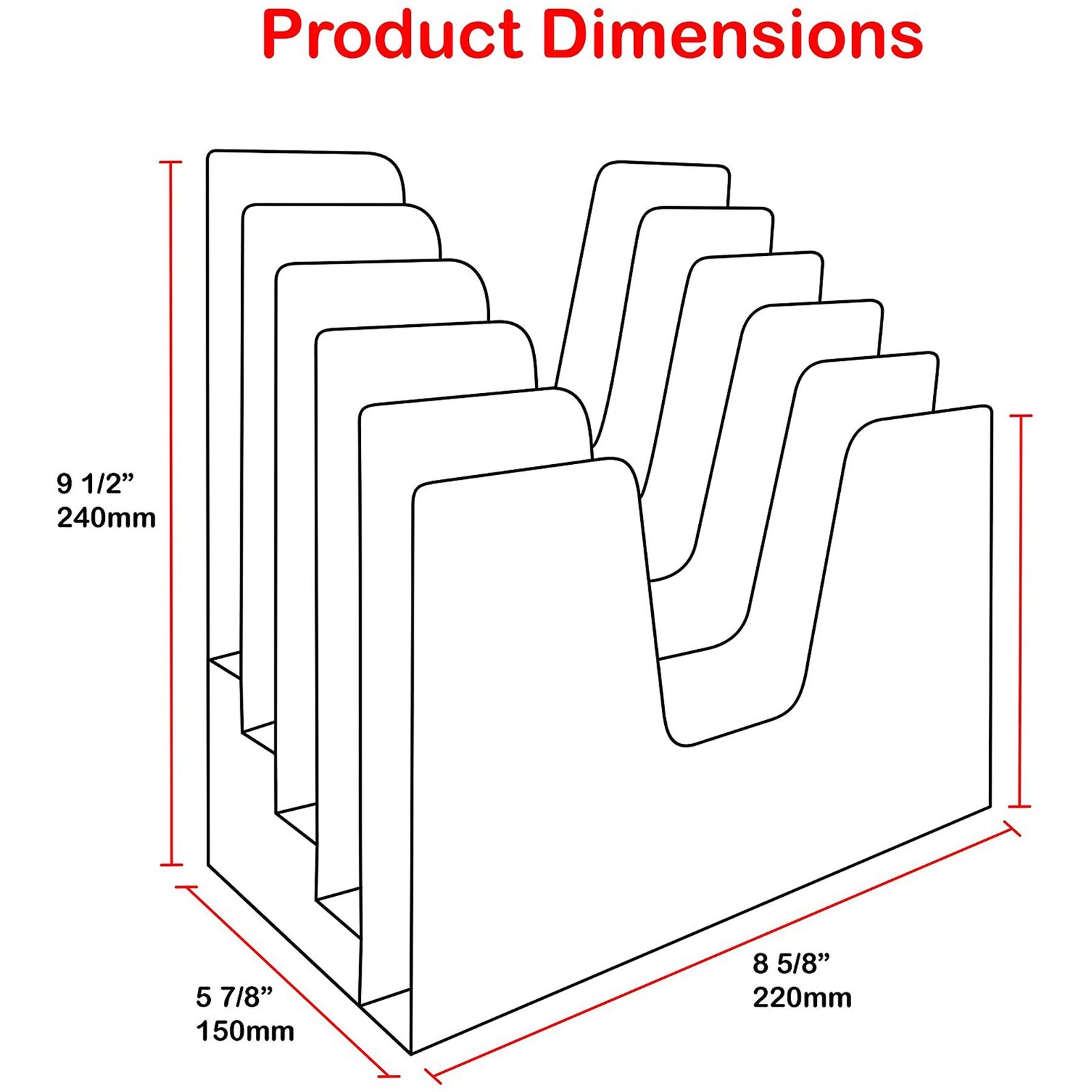 Acrimet 5 Section Incline File Sorter Organizer, 15p X 22l X 24a Cm, Grey