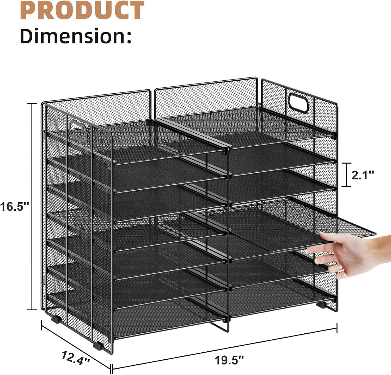 12 Slots Desktop Literature Organizer, 7-Tier Mesh Paper Organizer for Desk, Adj