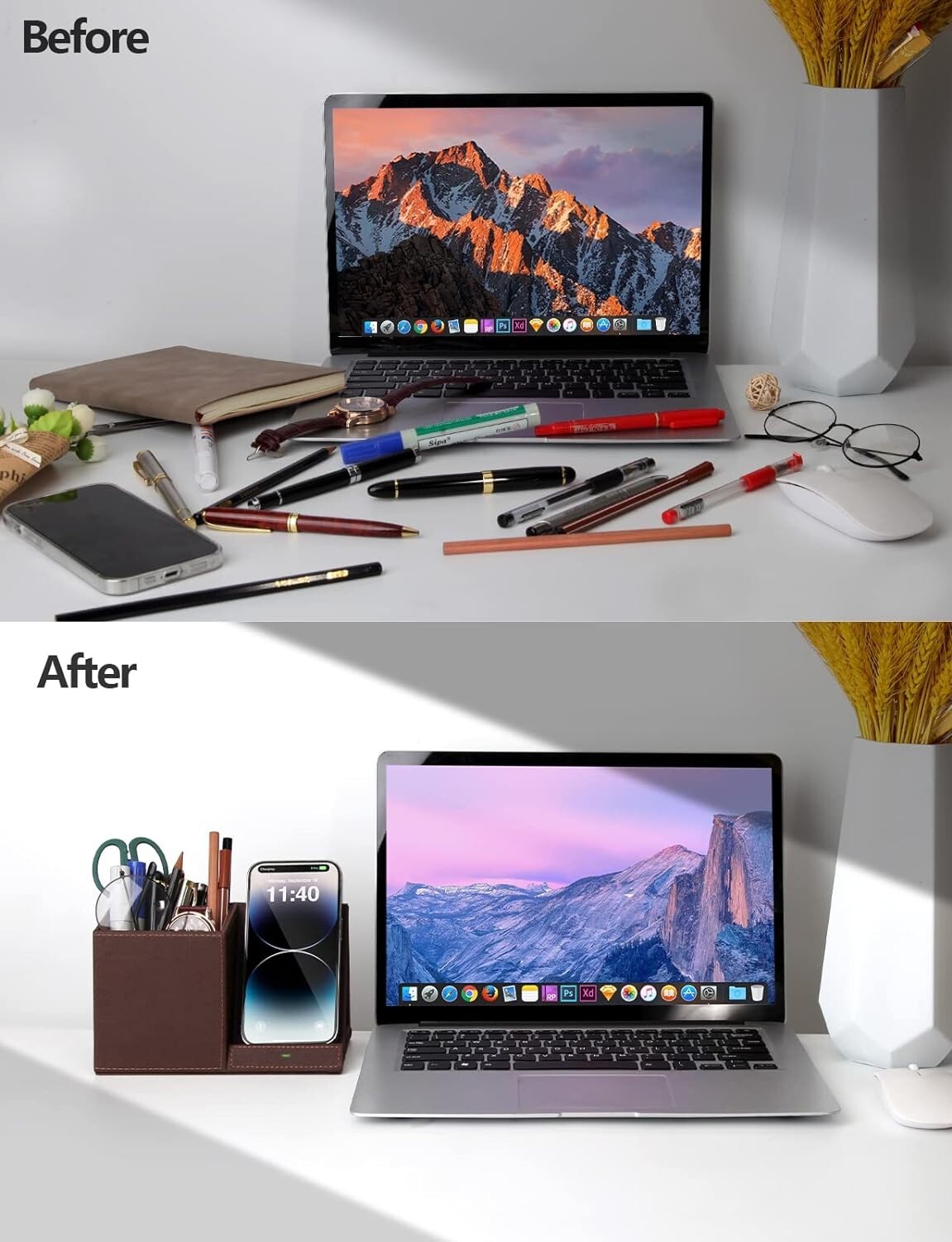 Desk Supplies Organizer, Multi-Functional Pencil Pen Holder with Wireless Cha…