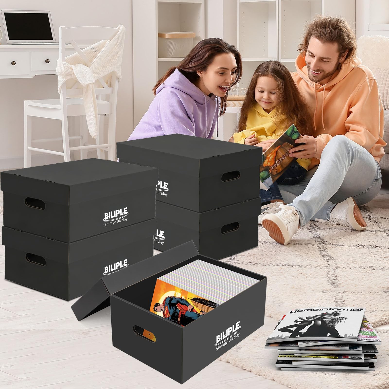 5 Pack Comic Book Storage Box 15.8″ X 7.2″ X 10.7″, Thick Cardboard 5