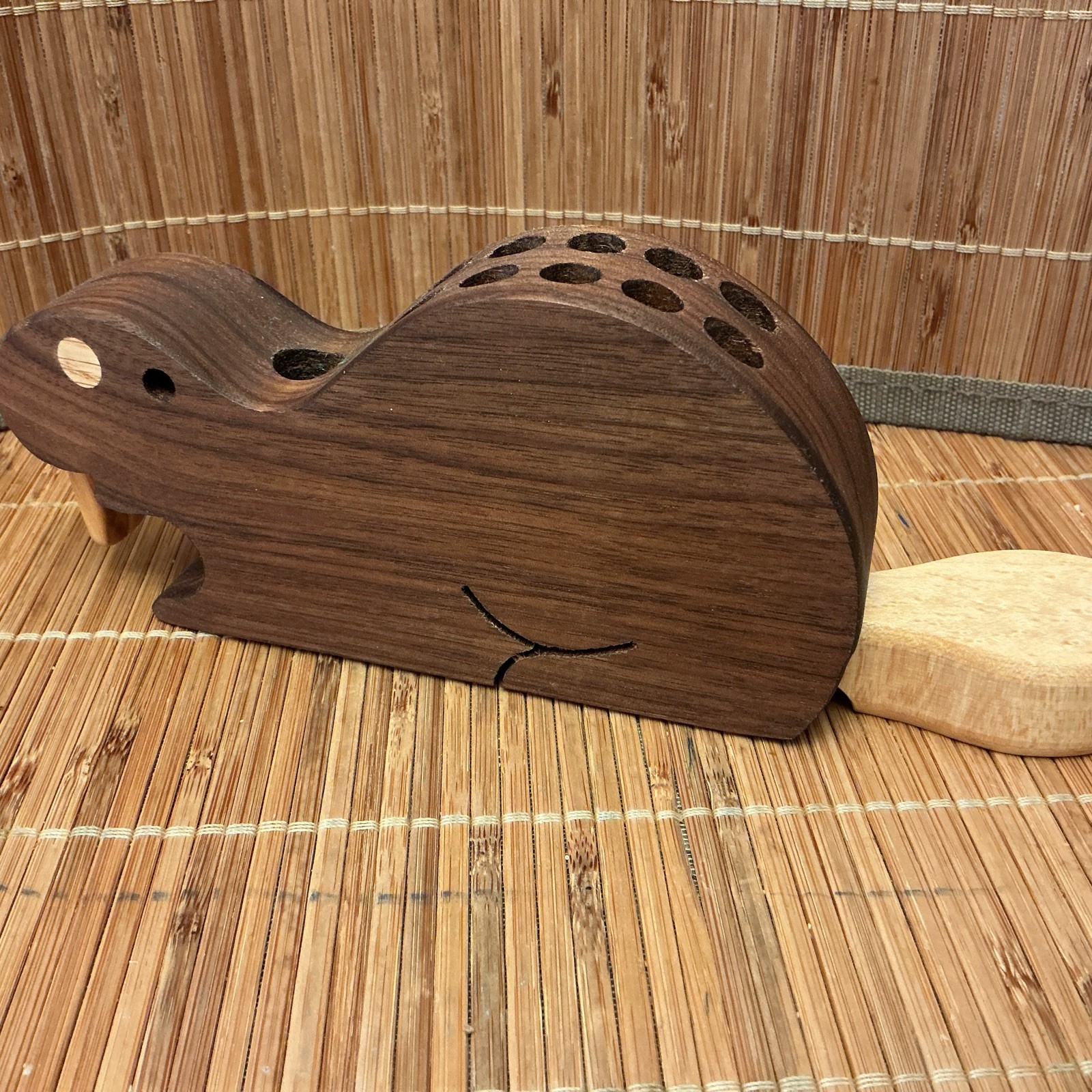 Wooden Beaver pencil Holder Desk Organizer Handmade