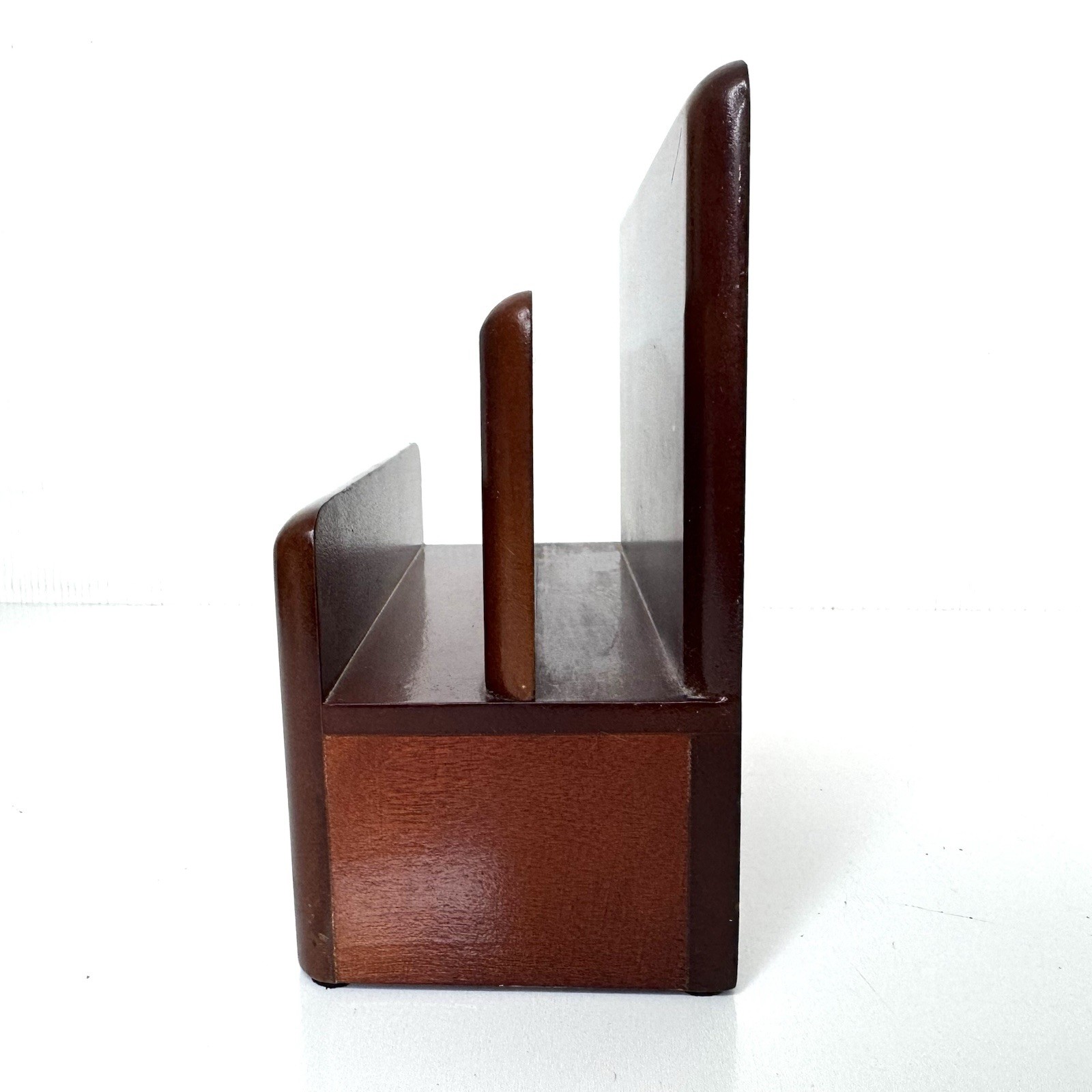 Vintage Executive Cherry Wood Letter Desk Organizer Rolodex w/ Drawer 7”