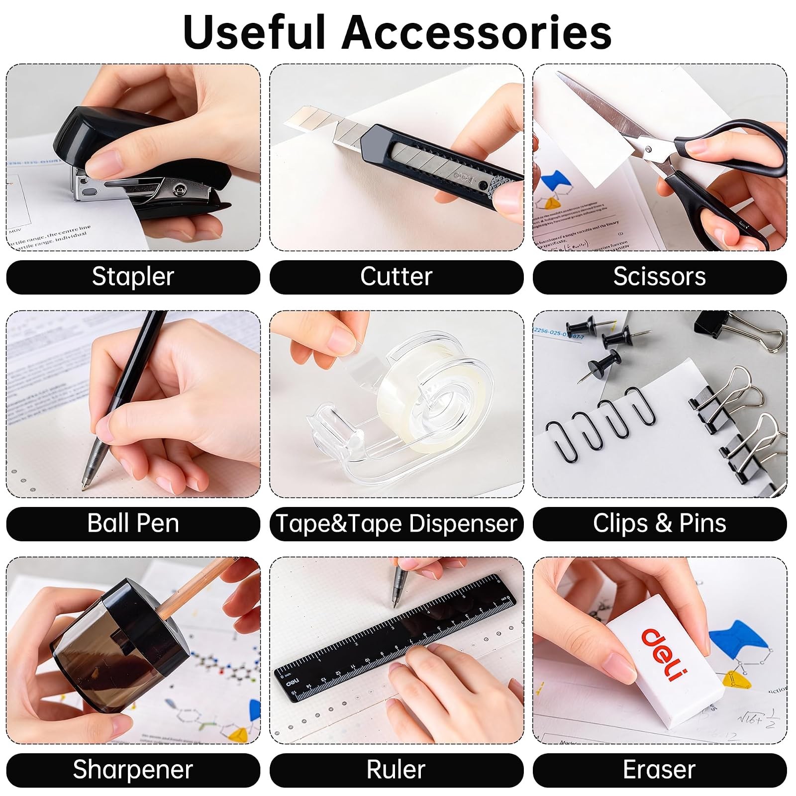 1045 Piece Black Desk Accessory Kit