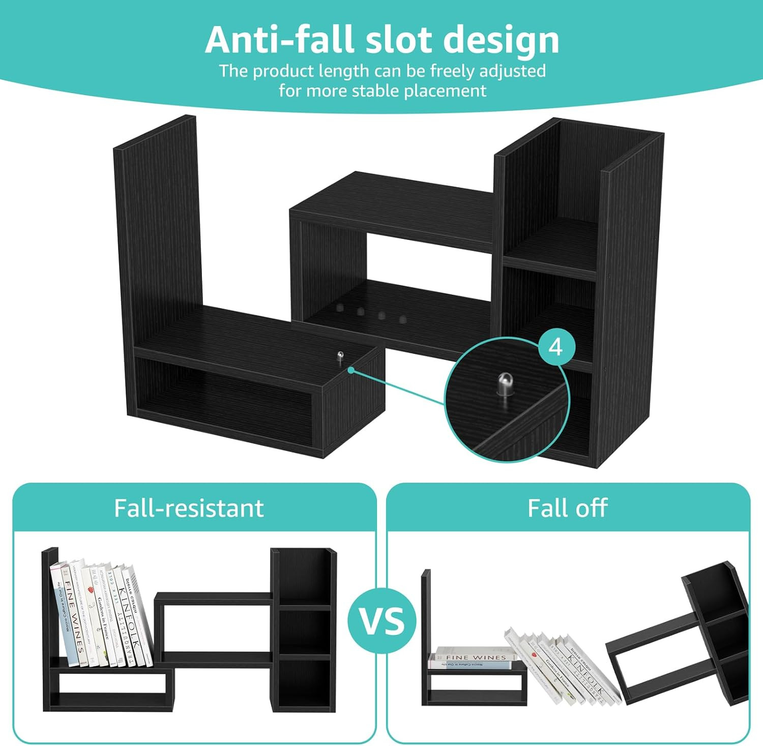 Desk Shelves Desktop Organizer Shlef – Black Office Organization for Top of Desk