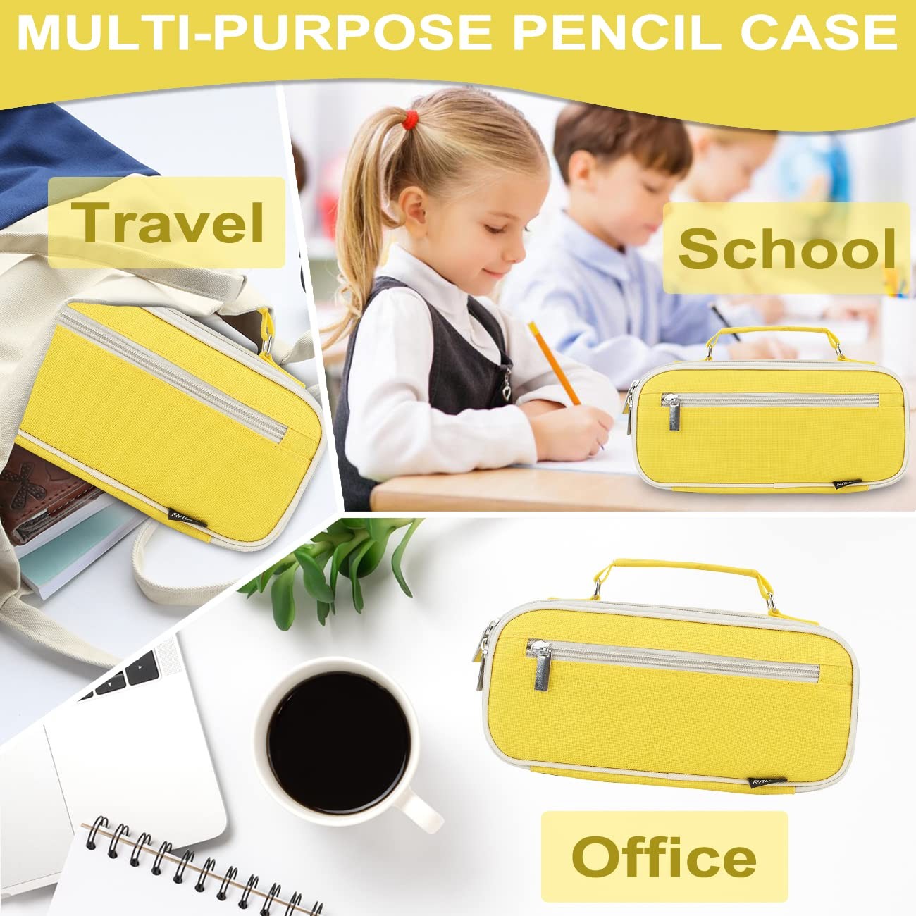 Pencil Case, Big Capacity Pencil Pouch Holder Multiple Compartments Pen Bag O…