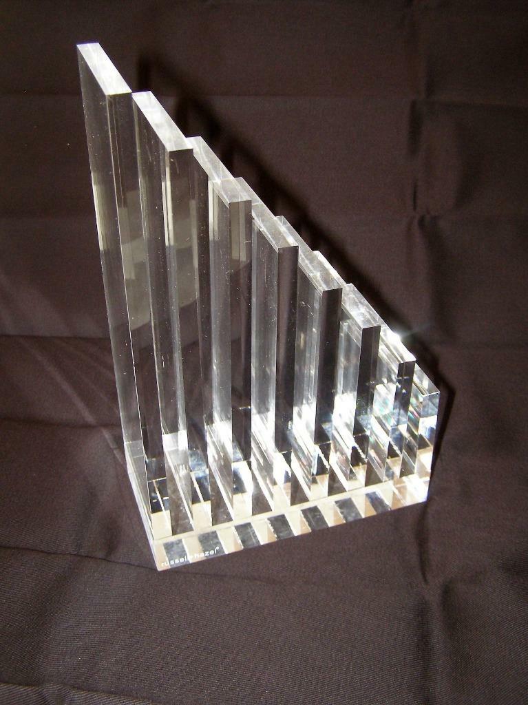 Russell + Hazel Acrylic Clear Letter Holder / Sorter 8” x 5” x 2.5” HTF Signed