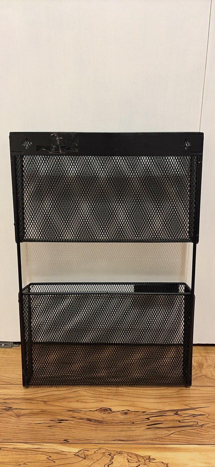 Black Metal Mesh Wall Mount File Organizer Rack