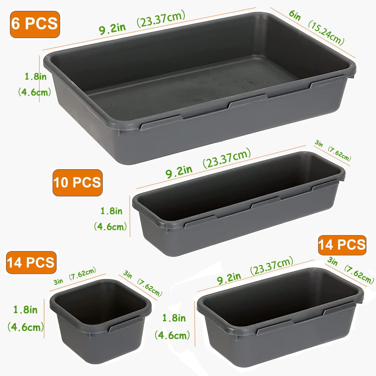 Interlocking Drawer Organizer Set 44 PCS – 4 Sizes for Bathroom, Office, Kitchen