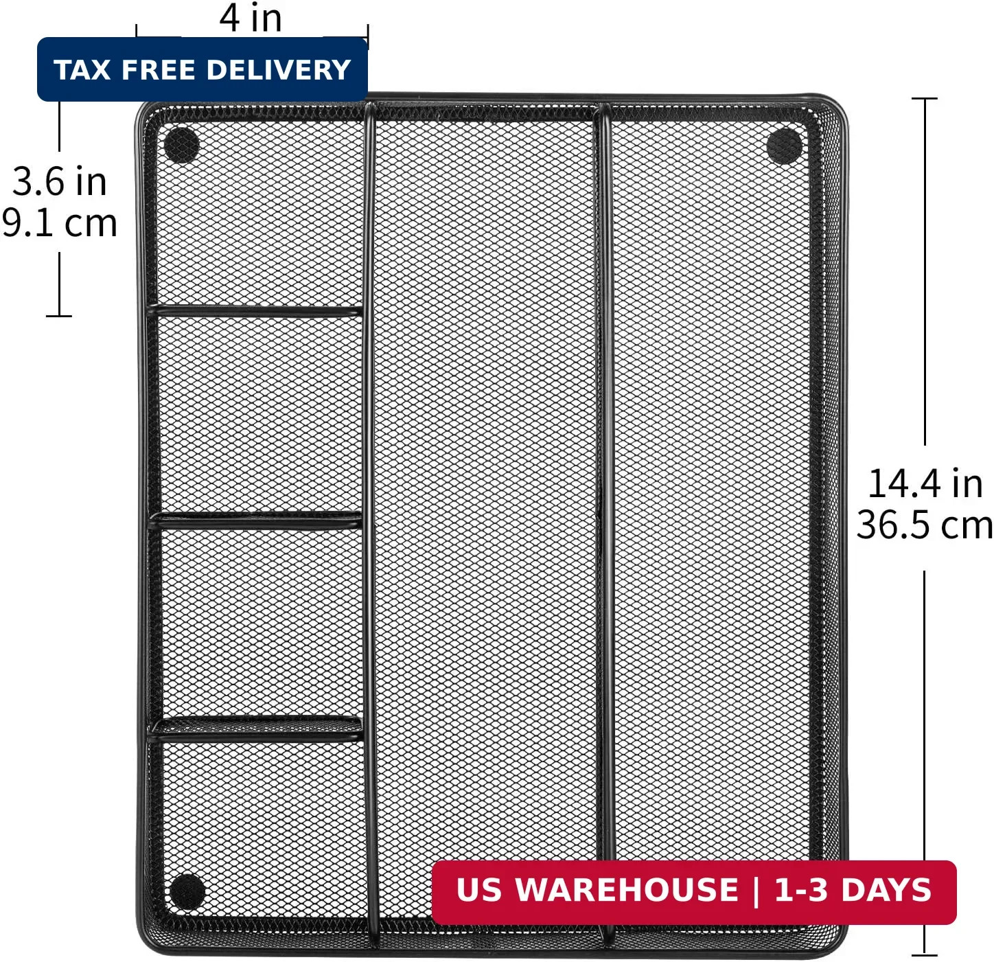 Amazon Basics Metal Mesh Desk Organizer with 6 Compartments, Anti-Slip Pen Holde