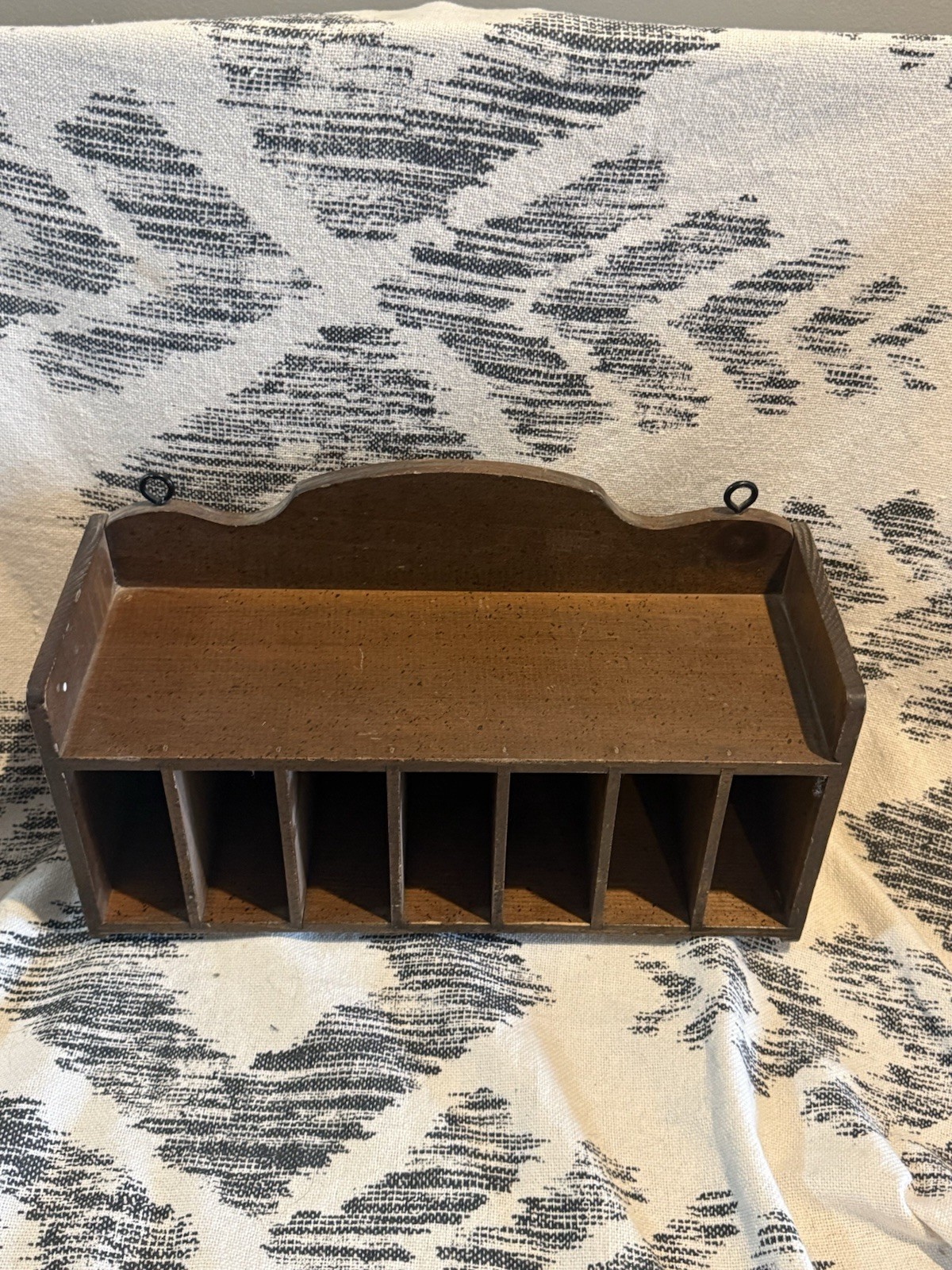 Vintage Wooden Desk Top Caddy Organizer Box Trinket Shelf