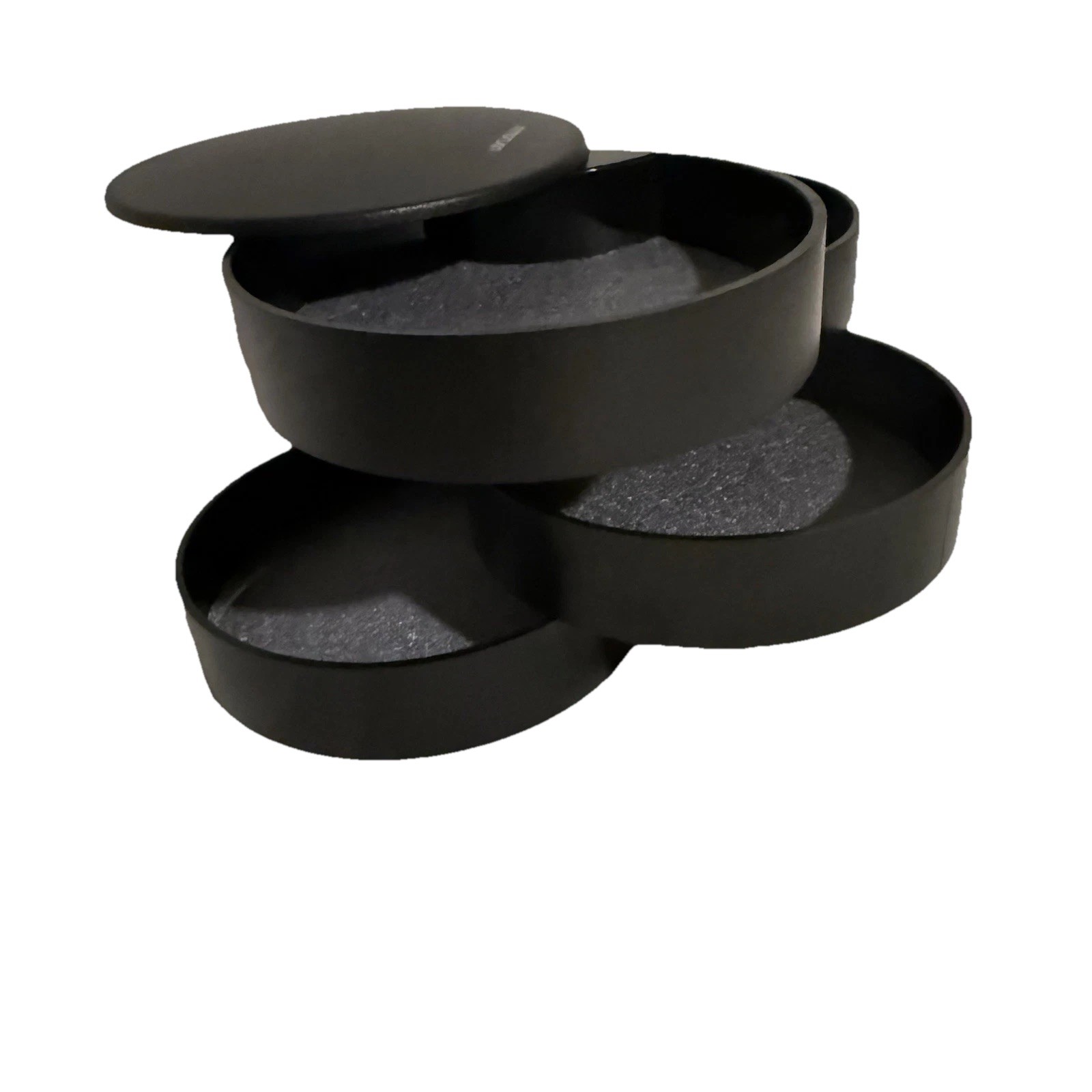 Inmonjen Rotating Desk Organizer Round Black Jewelry Makeup Storage Tray