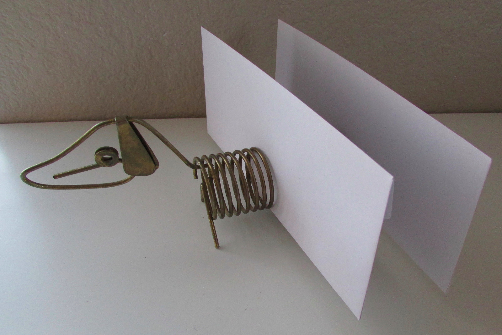 Vintage Brass Spiral Dog Mail Letter Envelope Rack Sorter Holder 9″ Long