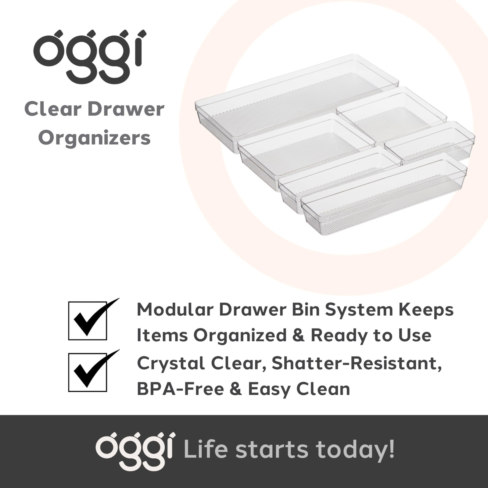 Oggi Clear Drawer Organizer – 3″ X 12.5″ – Ideal for by 12″,