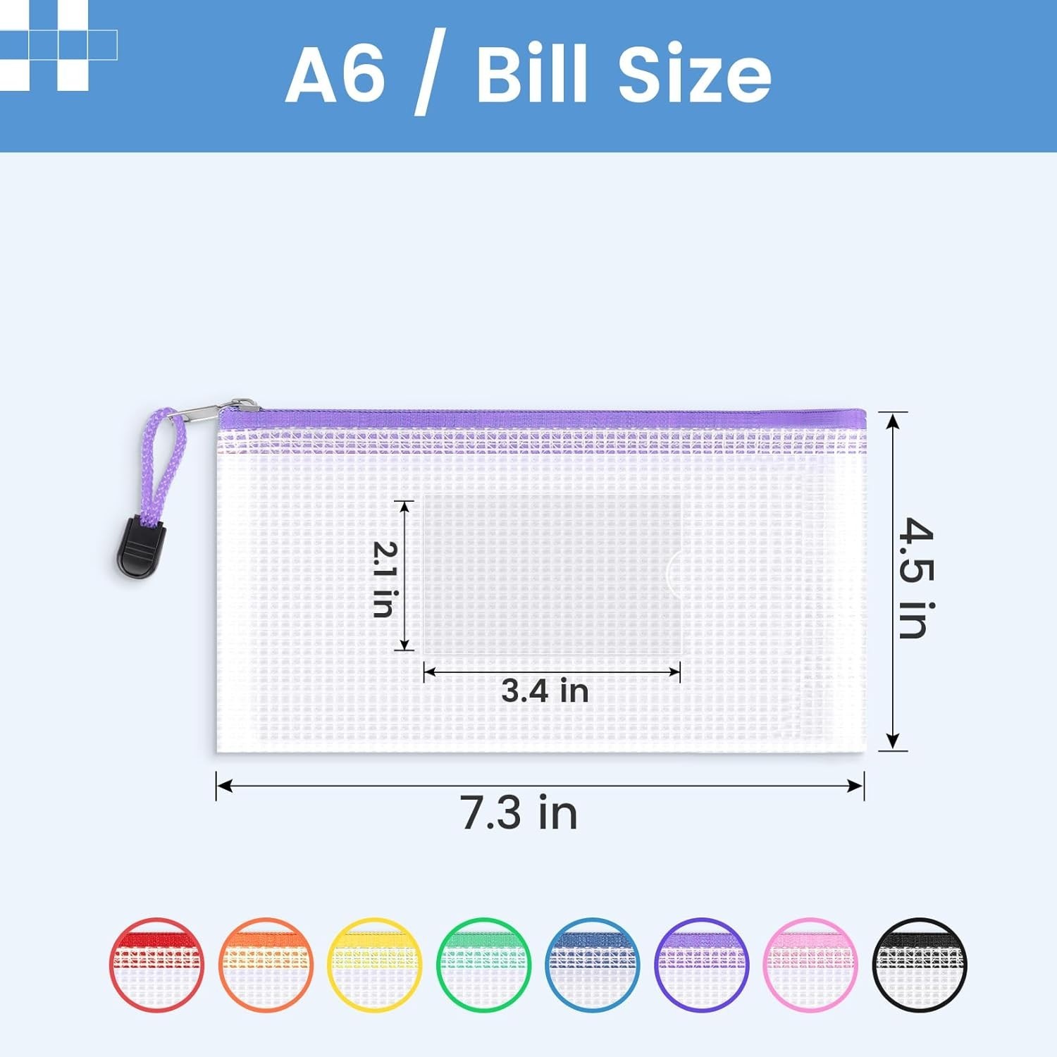 24 Pack Mesh Zipper Pouch Bags with Label Pocket, A6 9.1×4.7 in Small Pencil …