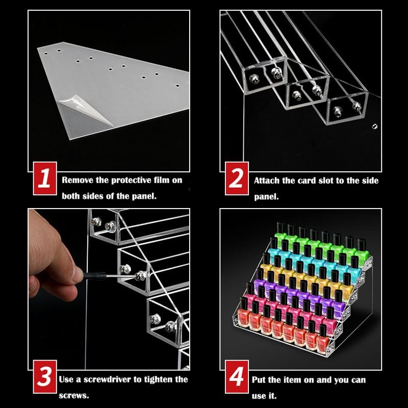 NentMent Nail Polish Organizer Display Rack 4 Layers Clear Transparent