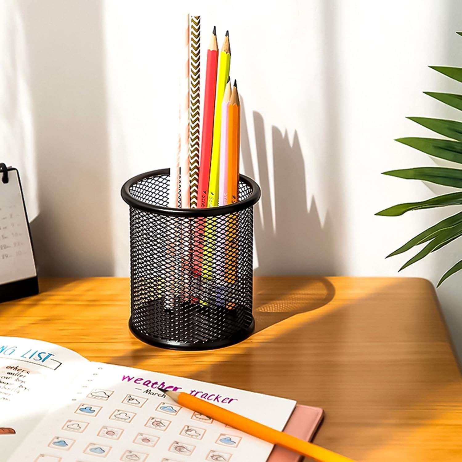 Round Mesh Pen Holder Organizer for Office School Desk – Lightweight & Durable