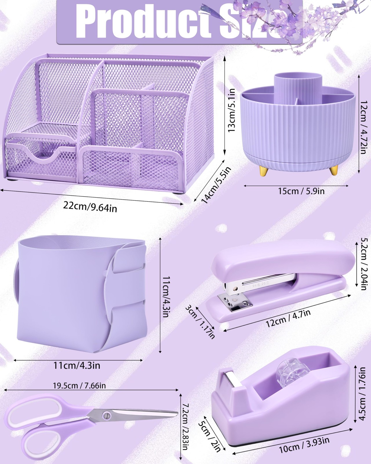 LXEVIHK 21Pcs Purple Desk Organizers and Accessories With Mesh Desk Organizer…